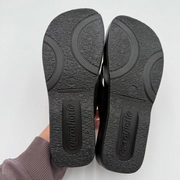 Aerothotic Orthotic Arch Support Slip On Thong Sandals‎ Flip Flops Black 7.5 - Picture 7 of 7